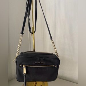 Michael Kors Black Crossbody with Gold Accents